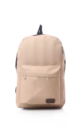 O174545 Solid Zipped Dark Beige Laptop Backpack