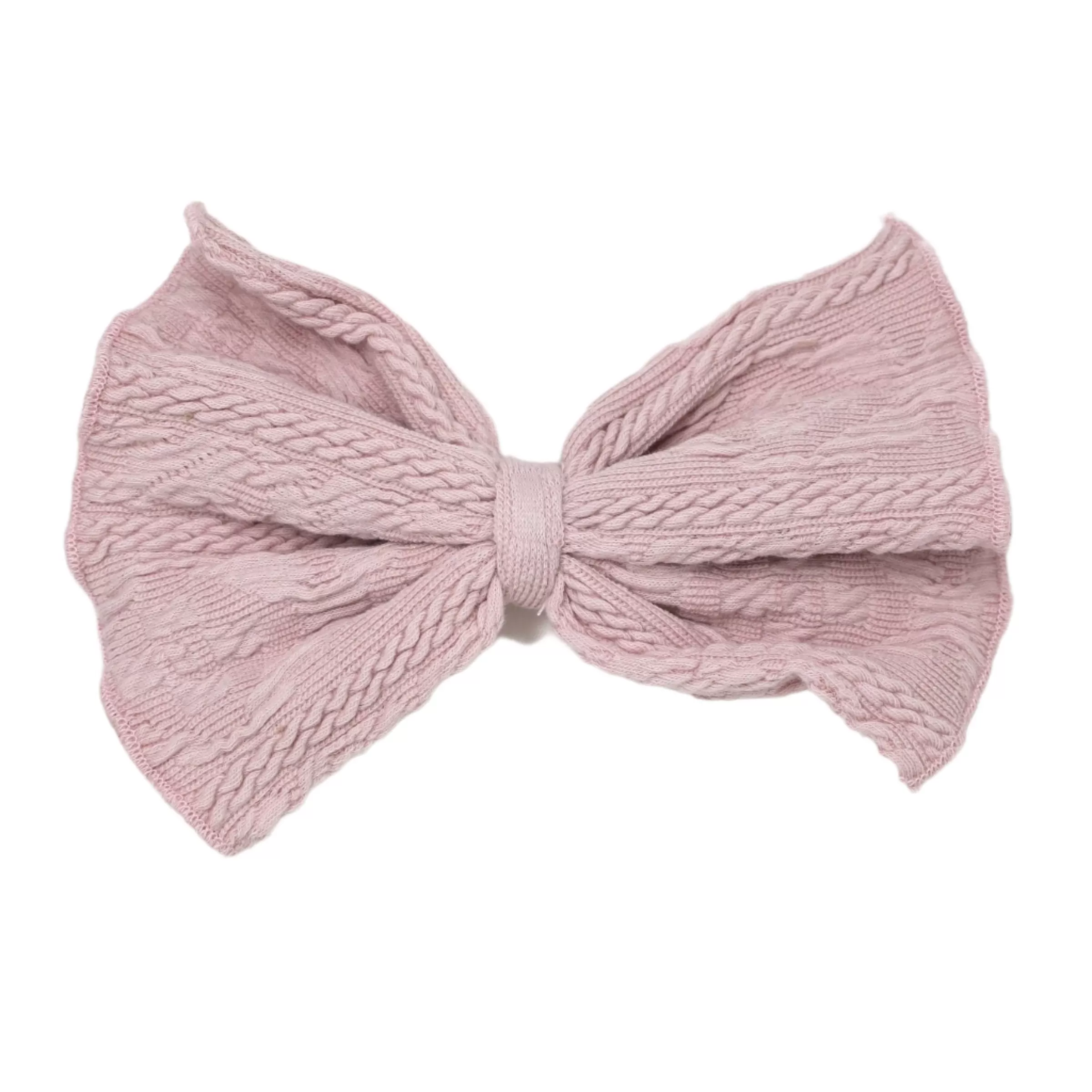 oh baby! Pucker Knit Bow on Nylon Headband - Blush