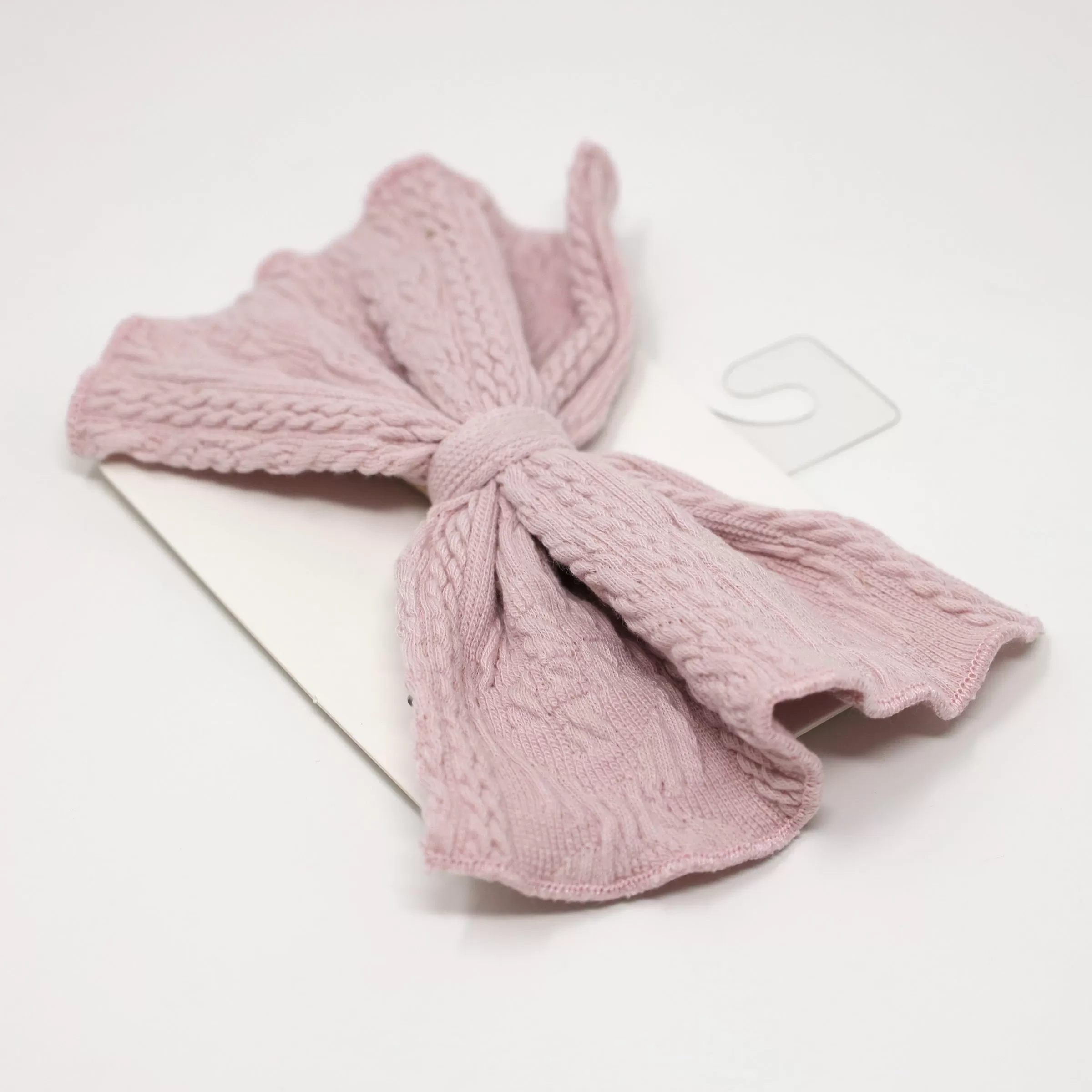 oh baby! Pucker Knit Bow on Nylon Headband - Blush