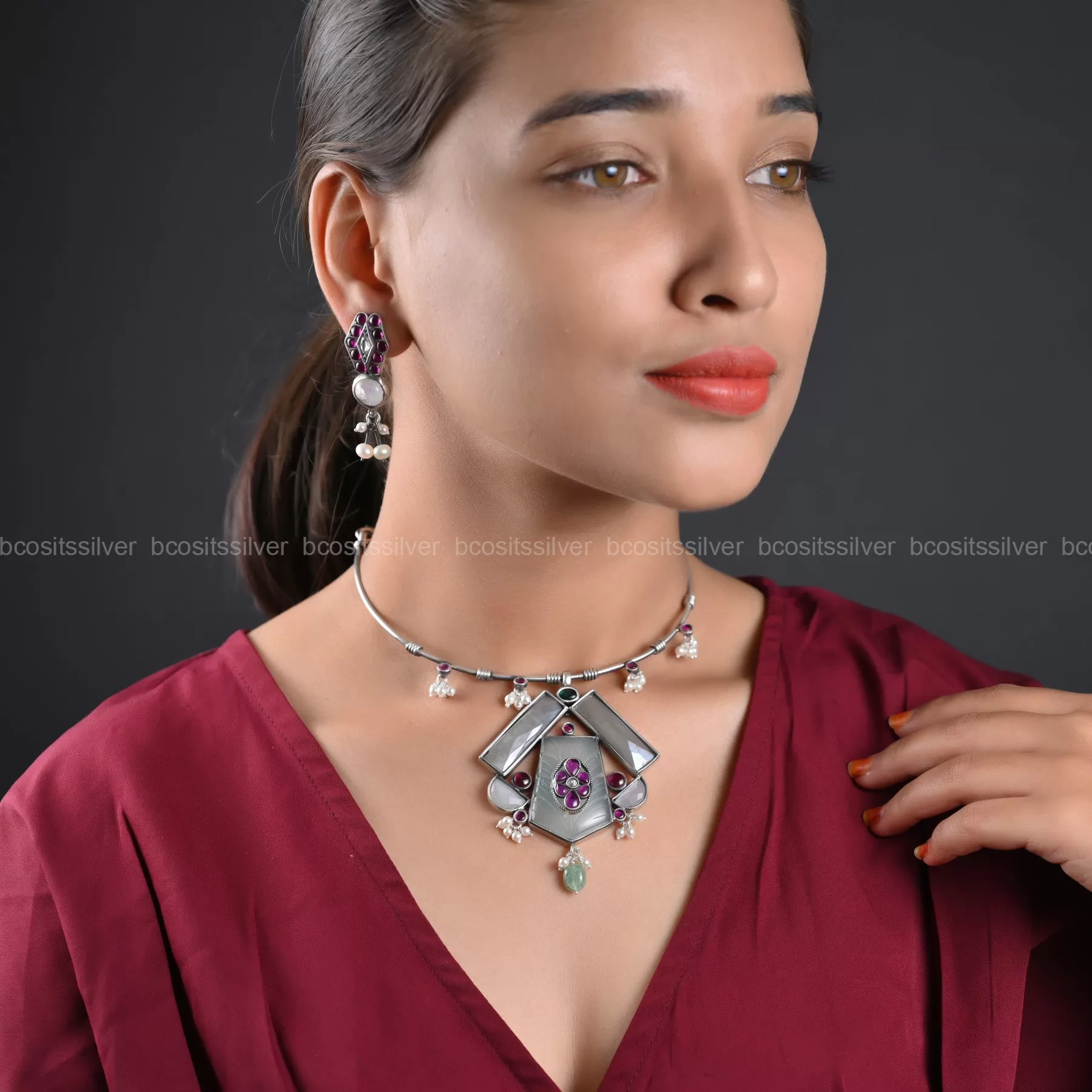 Oxidized Neckpiece - 1219