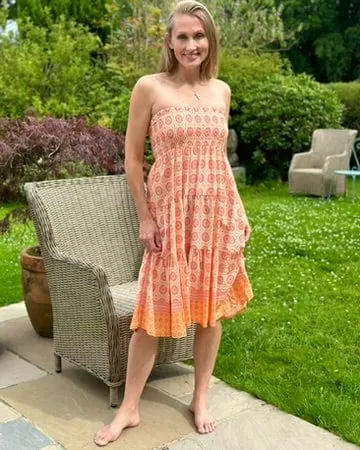 Patterned Tiered Skirt/Dress - Orange