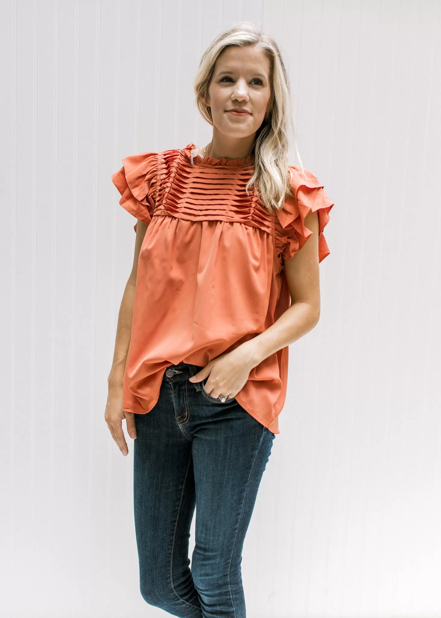 Persimmon Twisted Pleat Top