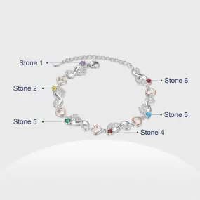 Personalized 6 Name And 6 Birthstone Baby Foot Bracelet