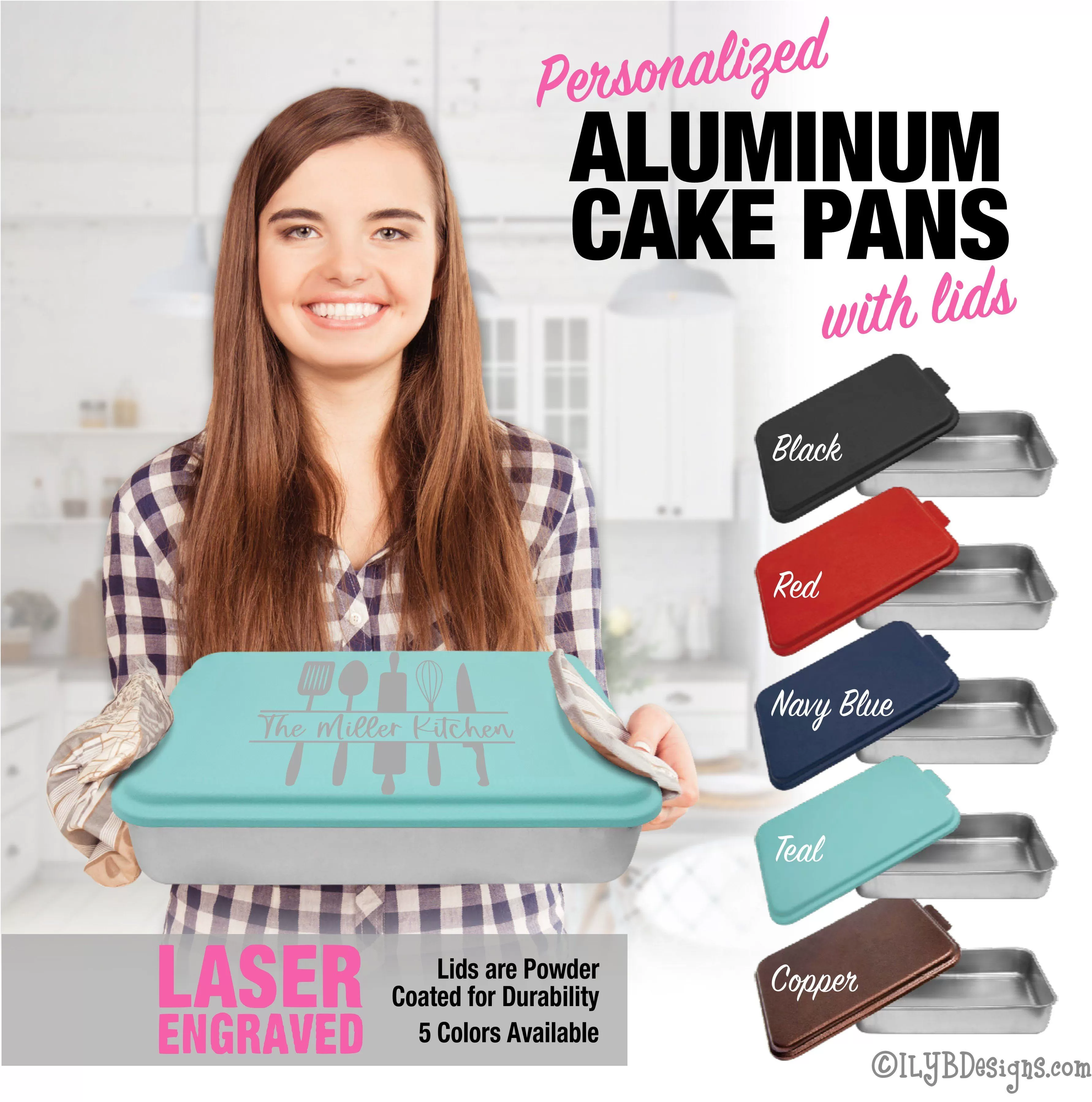 Personalized Cake Pan with Laser Engraved Lid | Utensils Design