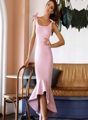 Pink Bow Bandage Spaghetti Strap Dress