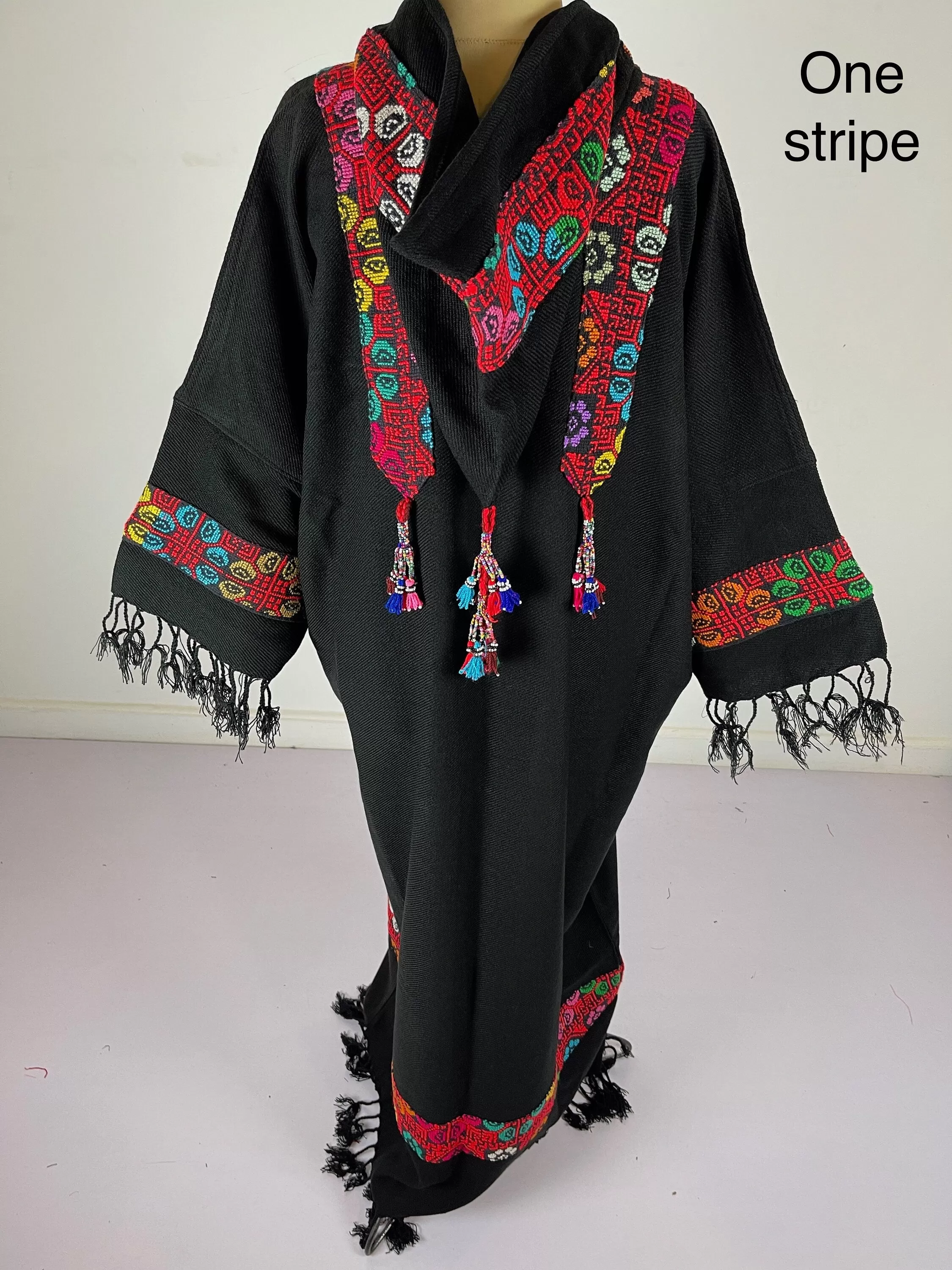 Plus size winter Kimono jacket, black winter kimono, boho kimono, Embroidered Wool Kimono,  Hand loomed Kimono, Plus size Kimono, bohemian