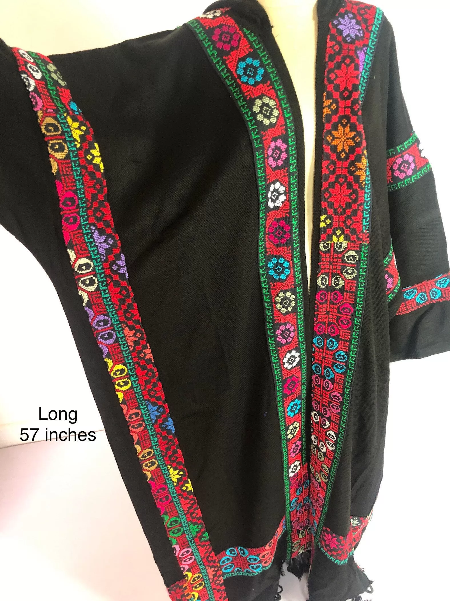 Plus size winter Kimono jacket, black winter kimono, boho kimono, Embroidered Wool Kimono,  Hand loomed Kimono, Plus size Kimono, bohemian