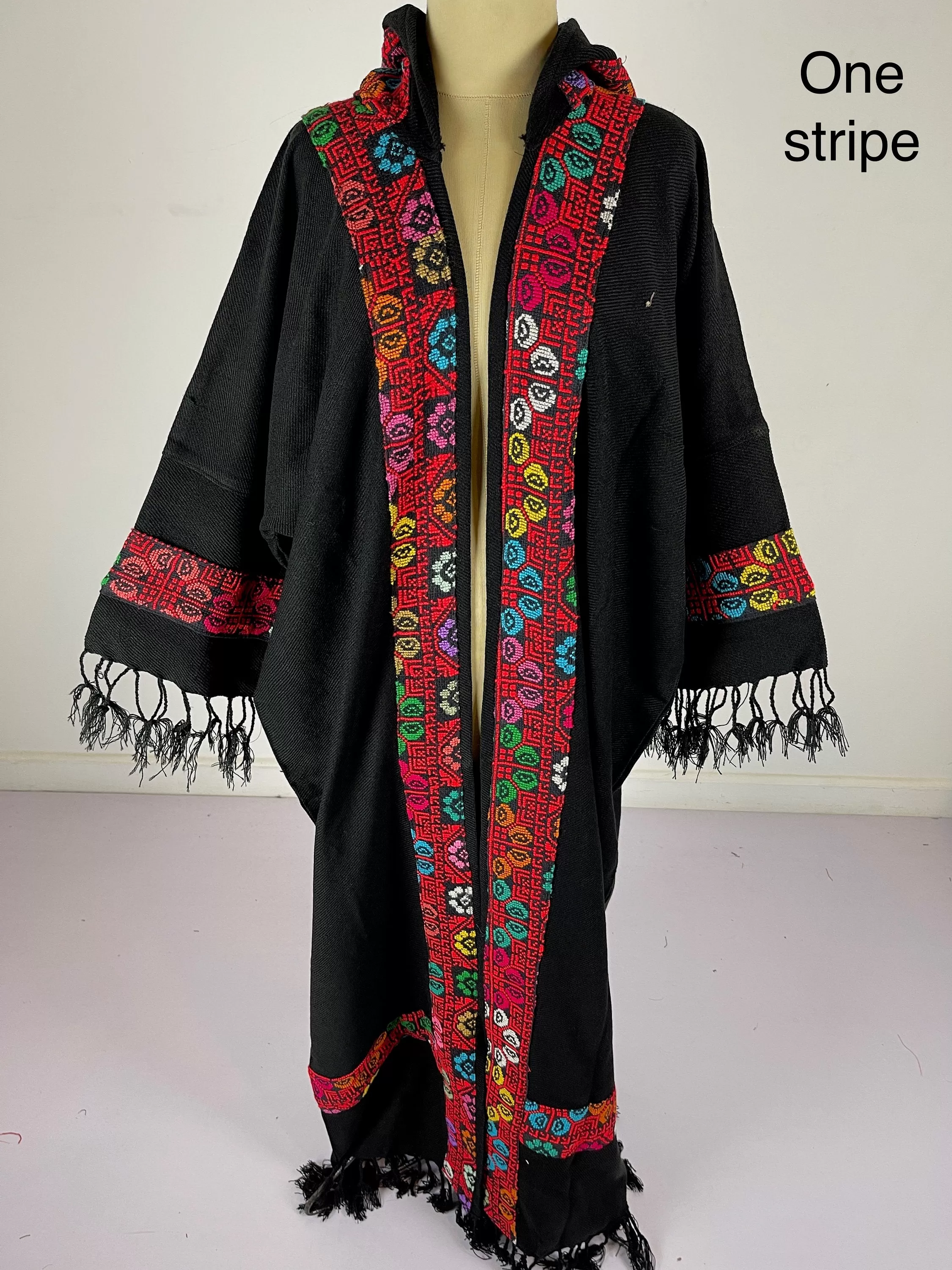 Plus size winter Kimono jacket, black winter kimono, boho kimono, Embroidered Wool Kimono,  Hand loomed Kimono, Plus size Kimono, bohemian