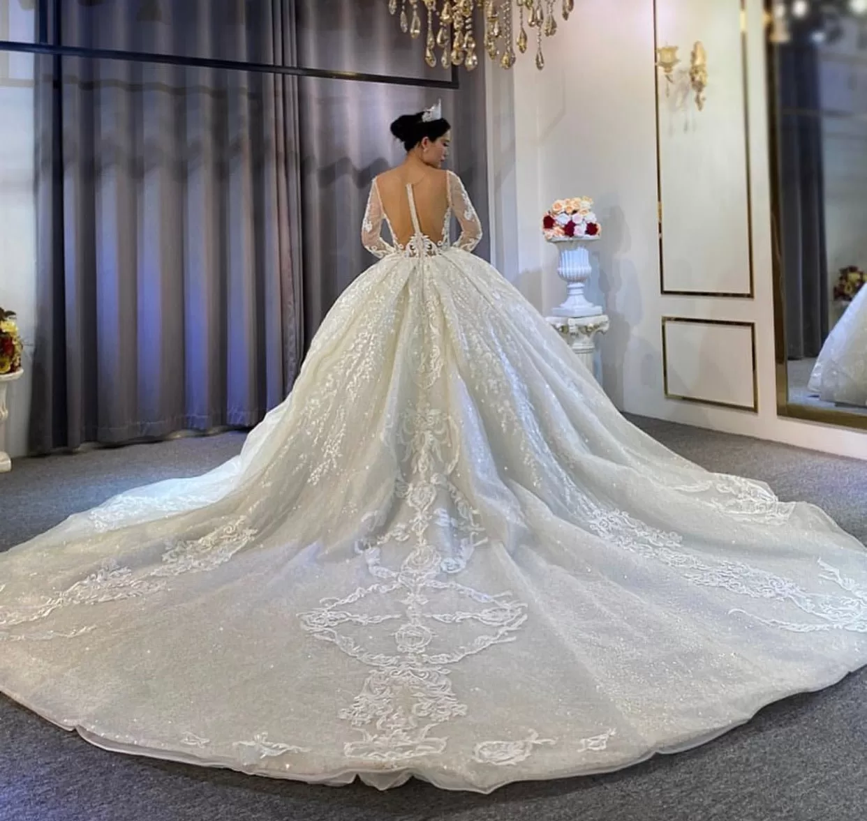 Puffy Sleeves Princess Wedding Dress