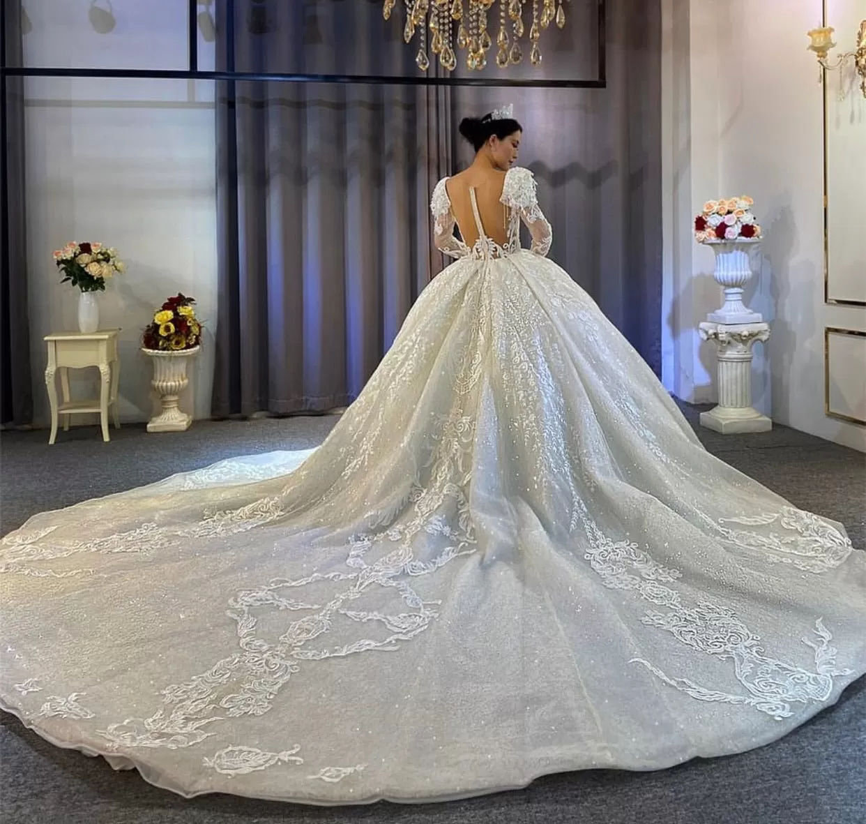 Puffy Sleeves Princess Wedding Dress