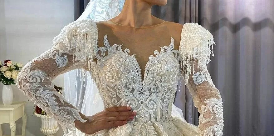 Puffy Sleeves Princess Wedding Dress