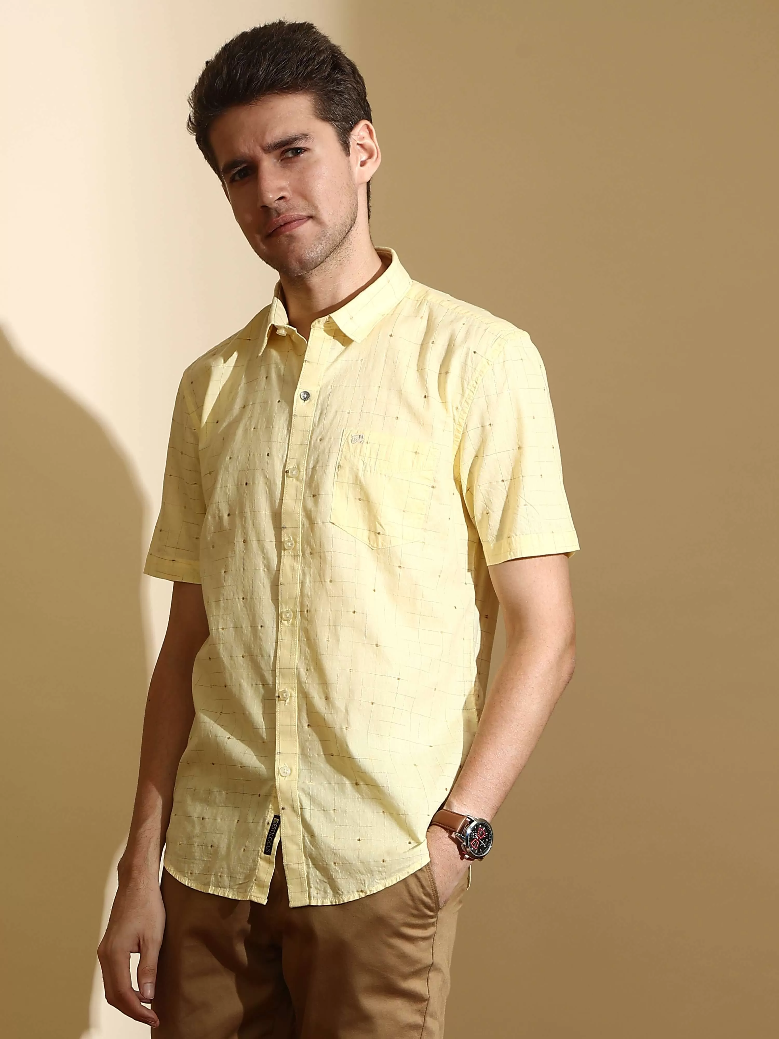 RC Lemon casual check half sleeve shirt