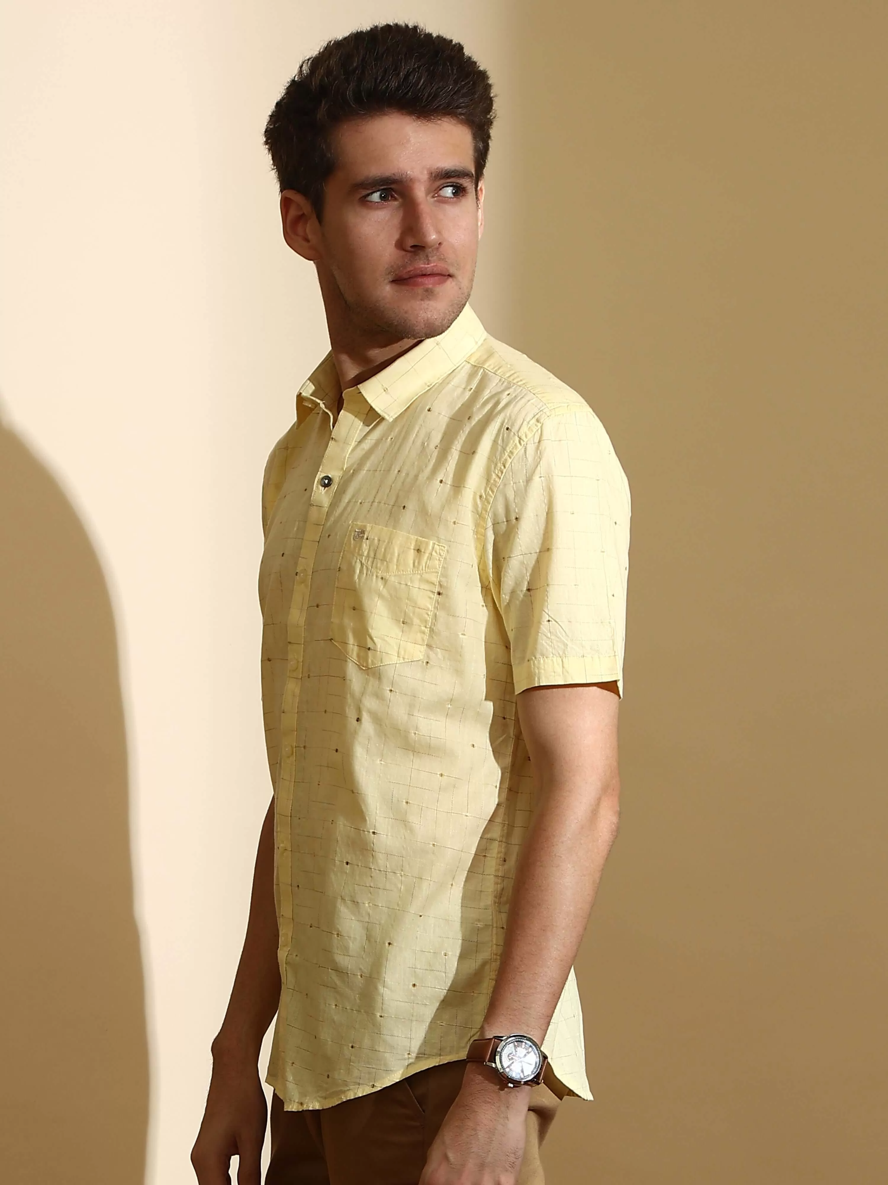 RC Lemon casual check half sleeve shirt