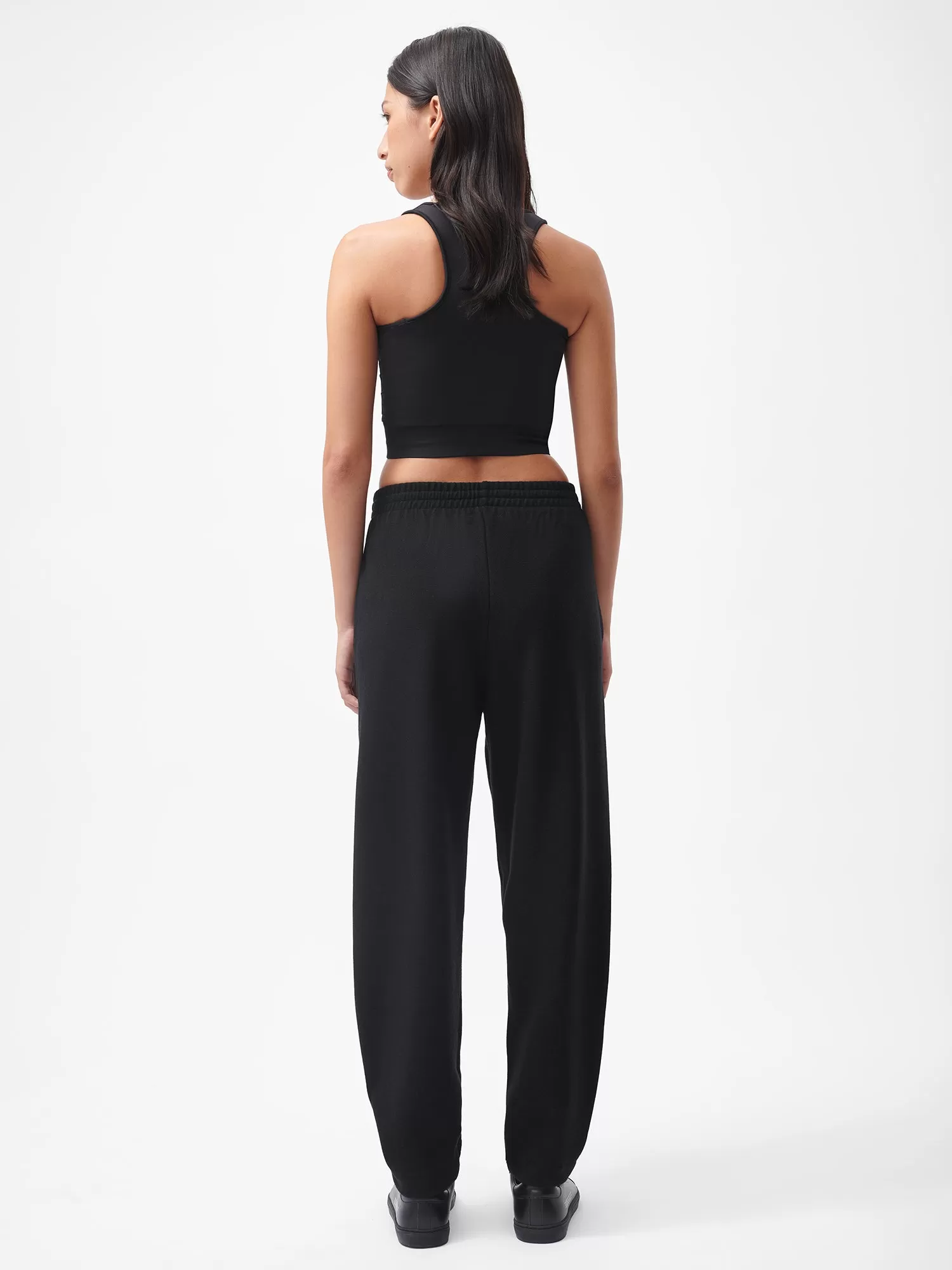 Recycled Wool Jersey Barrel-Leg Track Pants—black