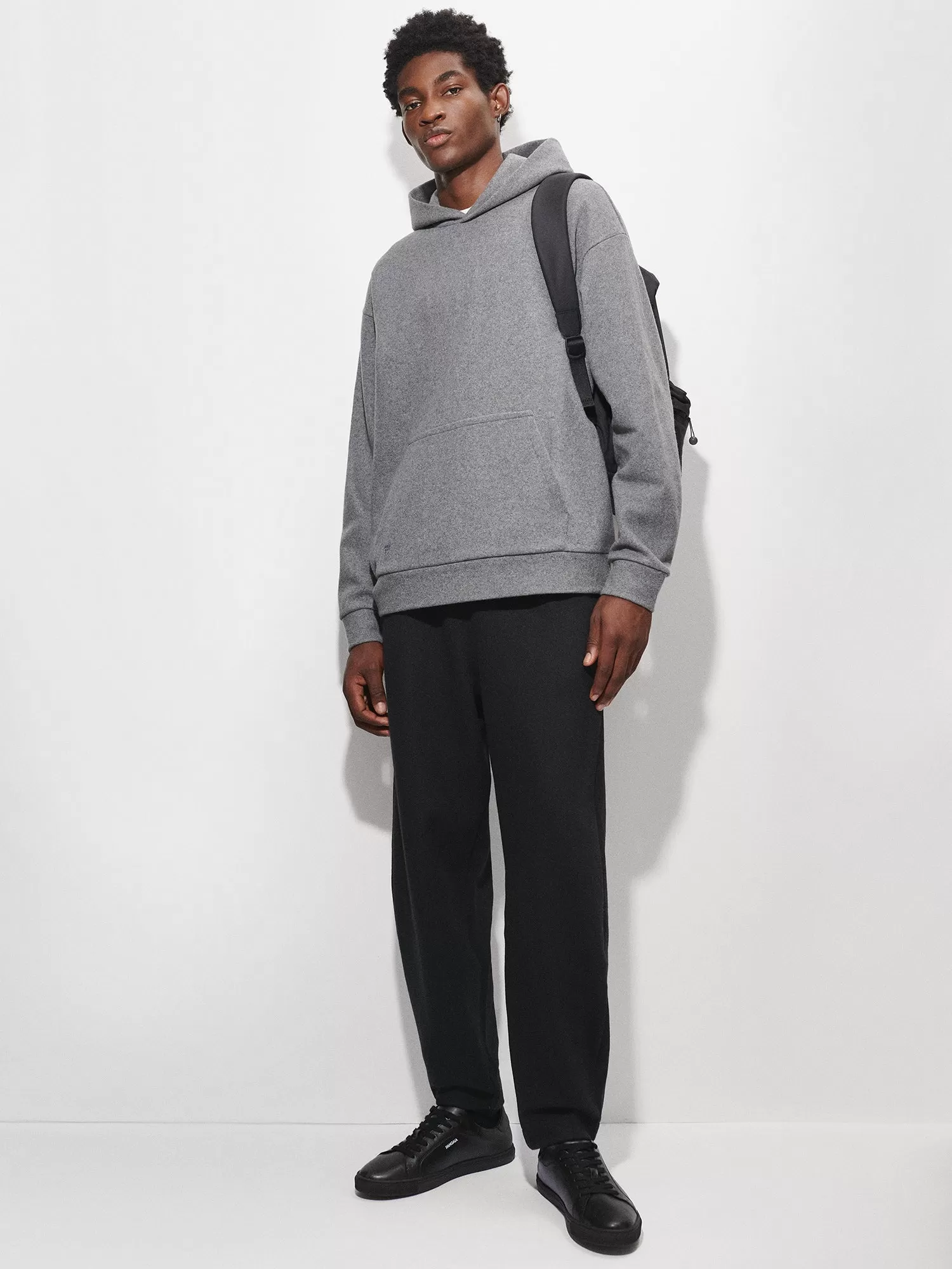 Recycled Wool Jersey Barrel-Leg Track Pants—black