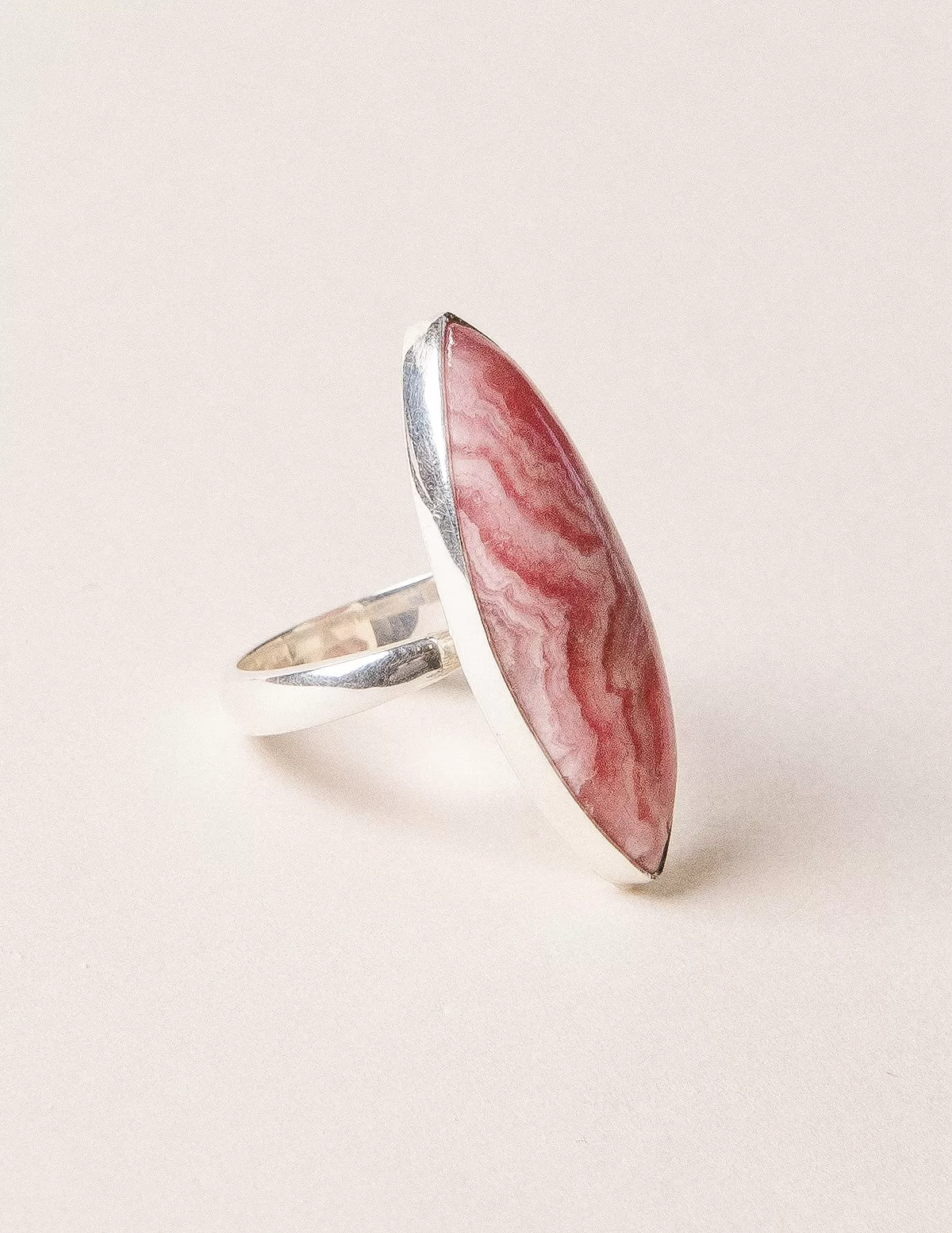 Rhodochrosite Gemstone Ring - Adjustable size 7-9