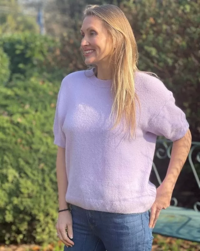 Round Neck Short Sleeve Jumper - Lilac