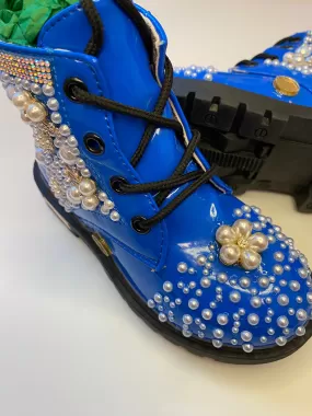 SEQUENCE AND PEARLS GIRLS BLUE BOOTS