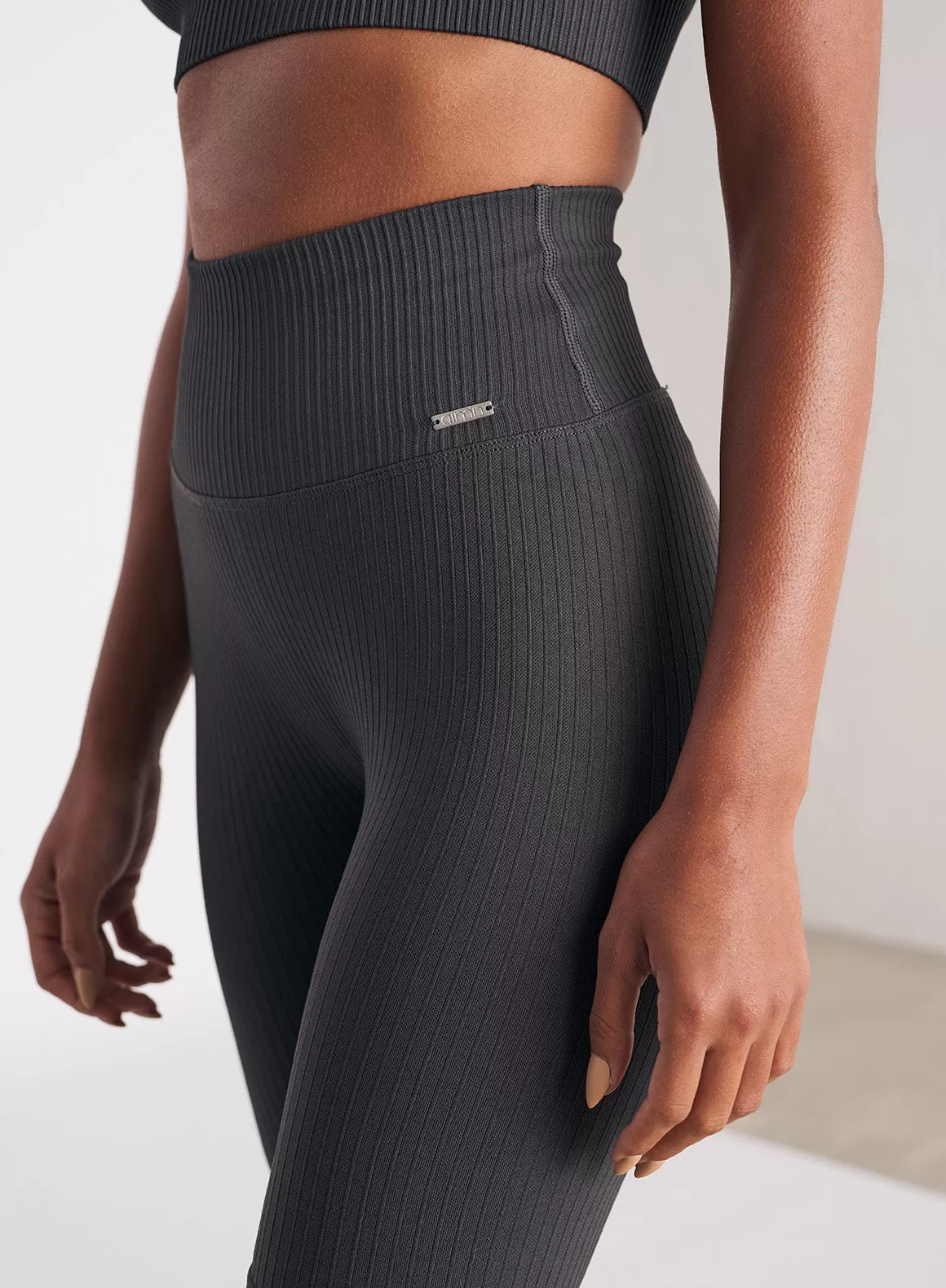 Shadow Grey Ribbed Seamless Biker Shorts