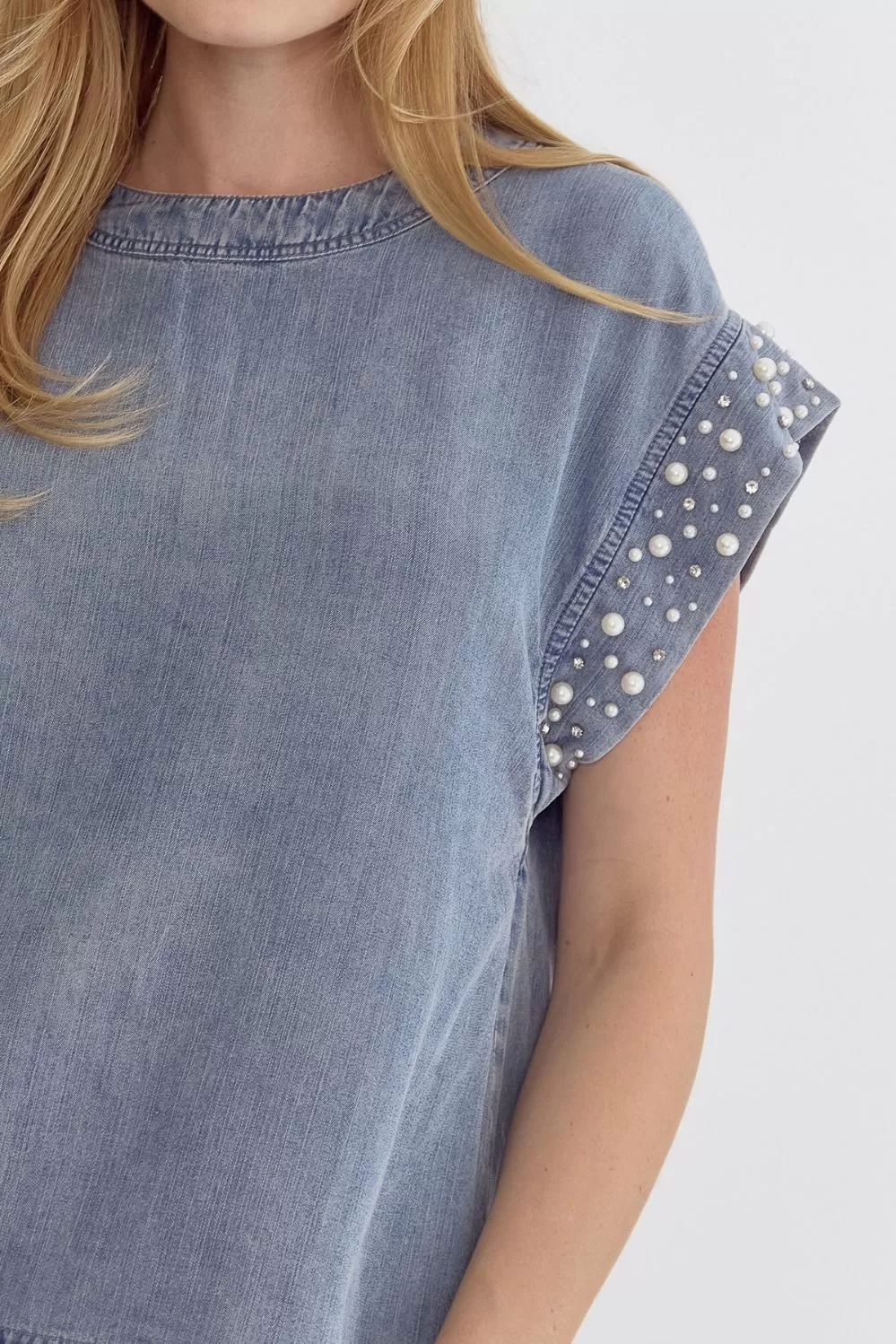 Shay Denim Pearl Top