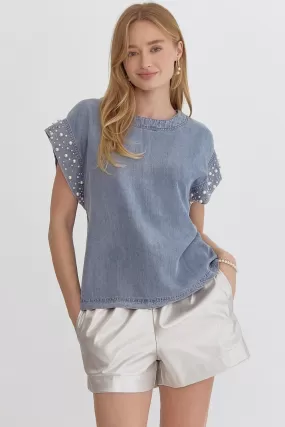 Shay Denim Pearl Top