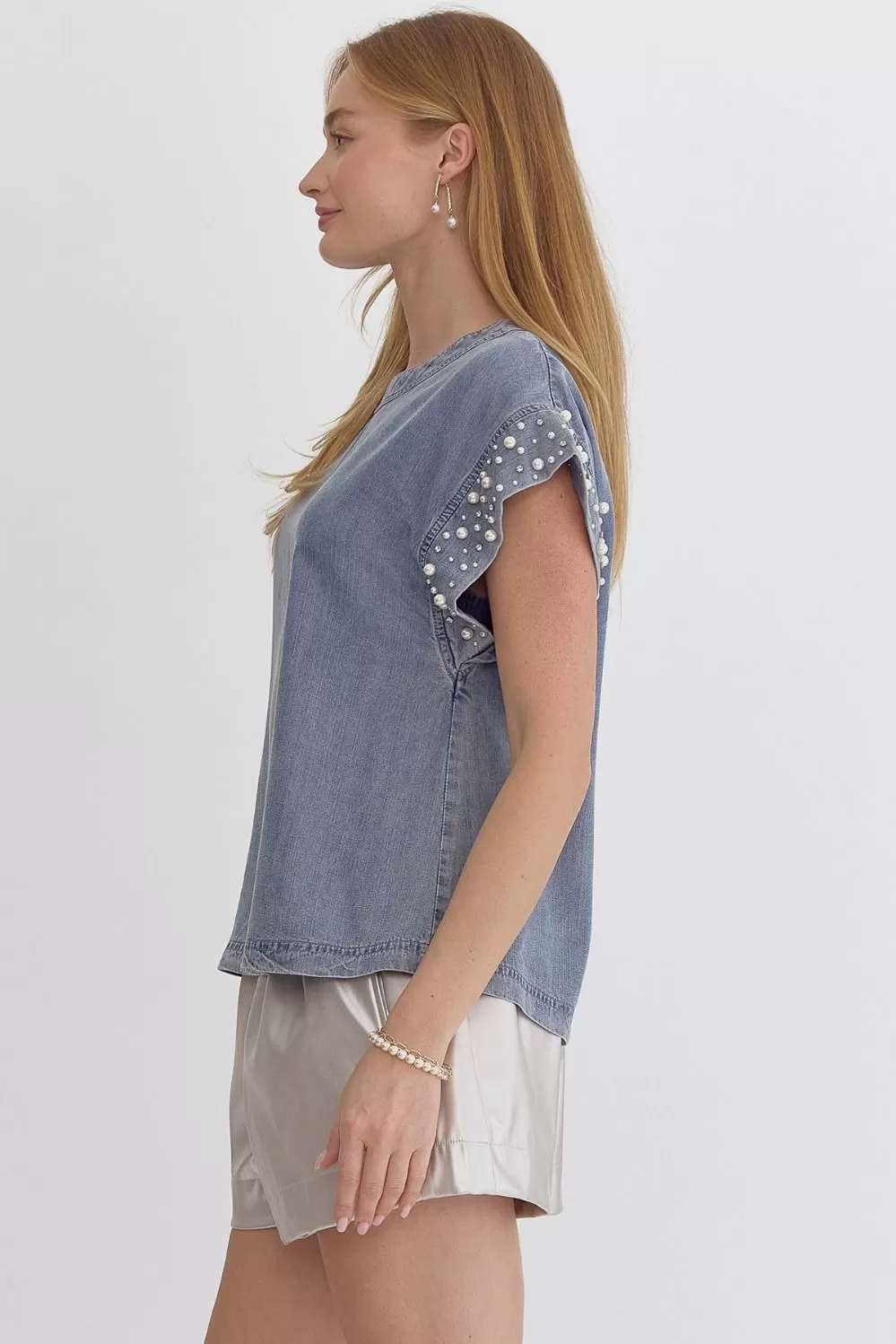 Shay Denim Pearl Top