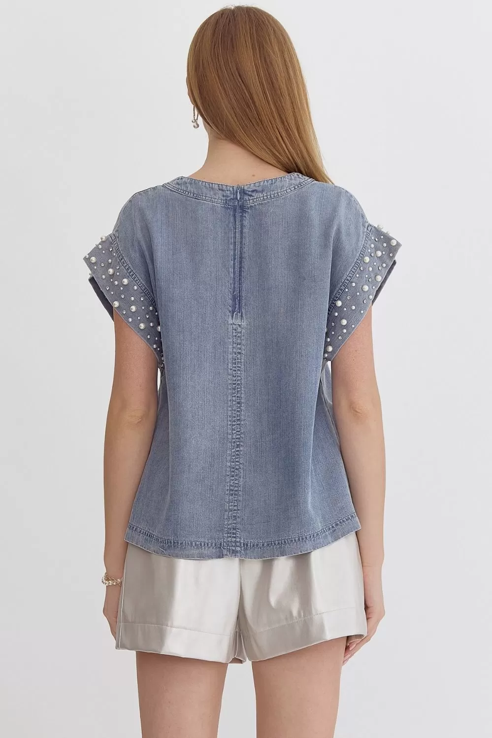 Shay Denim Pearl Top