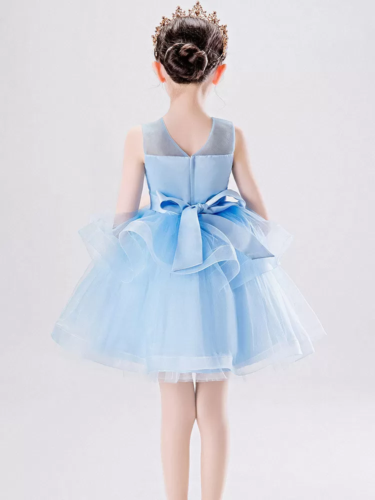 Short Princess Flower Girl Dresses Jewel Neck Tulle Sleeveless Kids Party Dresses