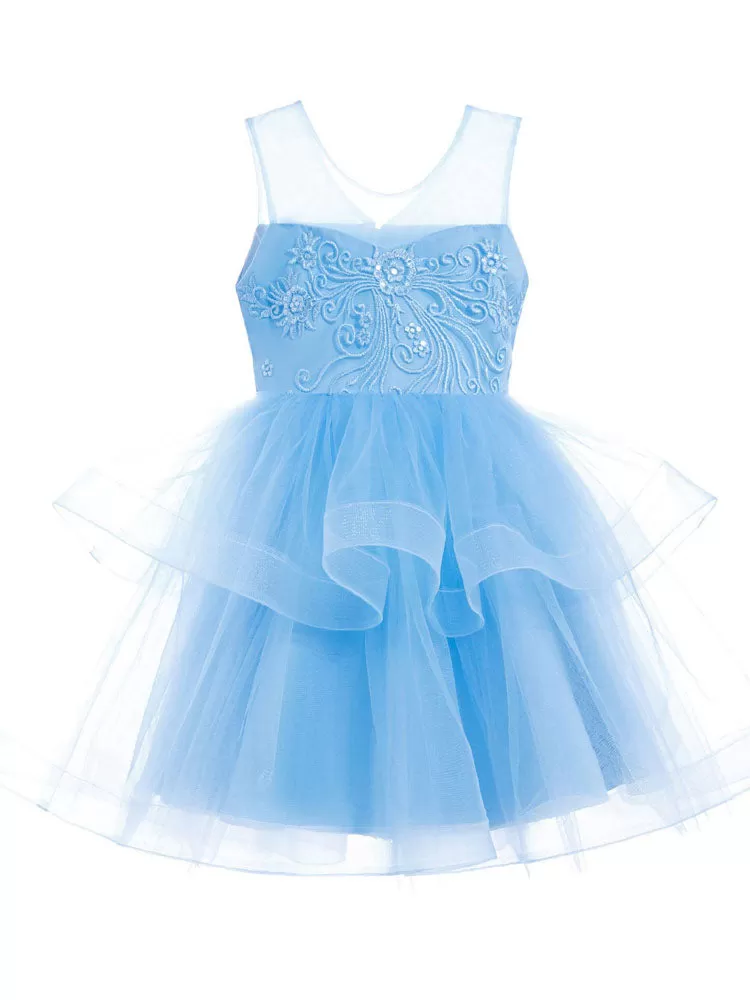 Short Princess Flower Girl Dresses Jewel Neck Tulle Sleeveless Kids Party Dresses