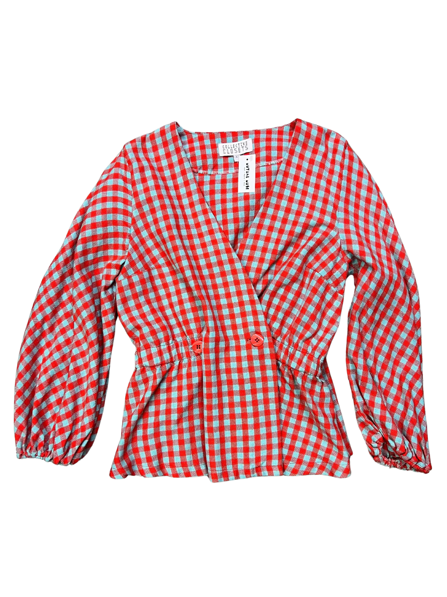 Size L - Collective Closets Red and Blue Check Top