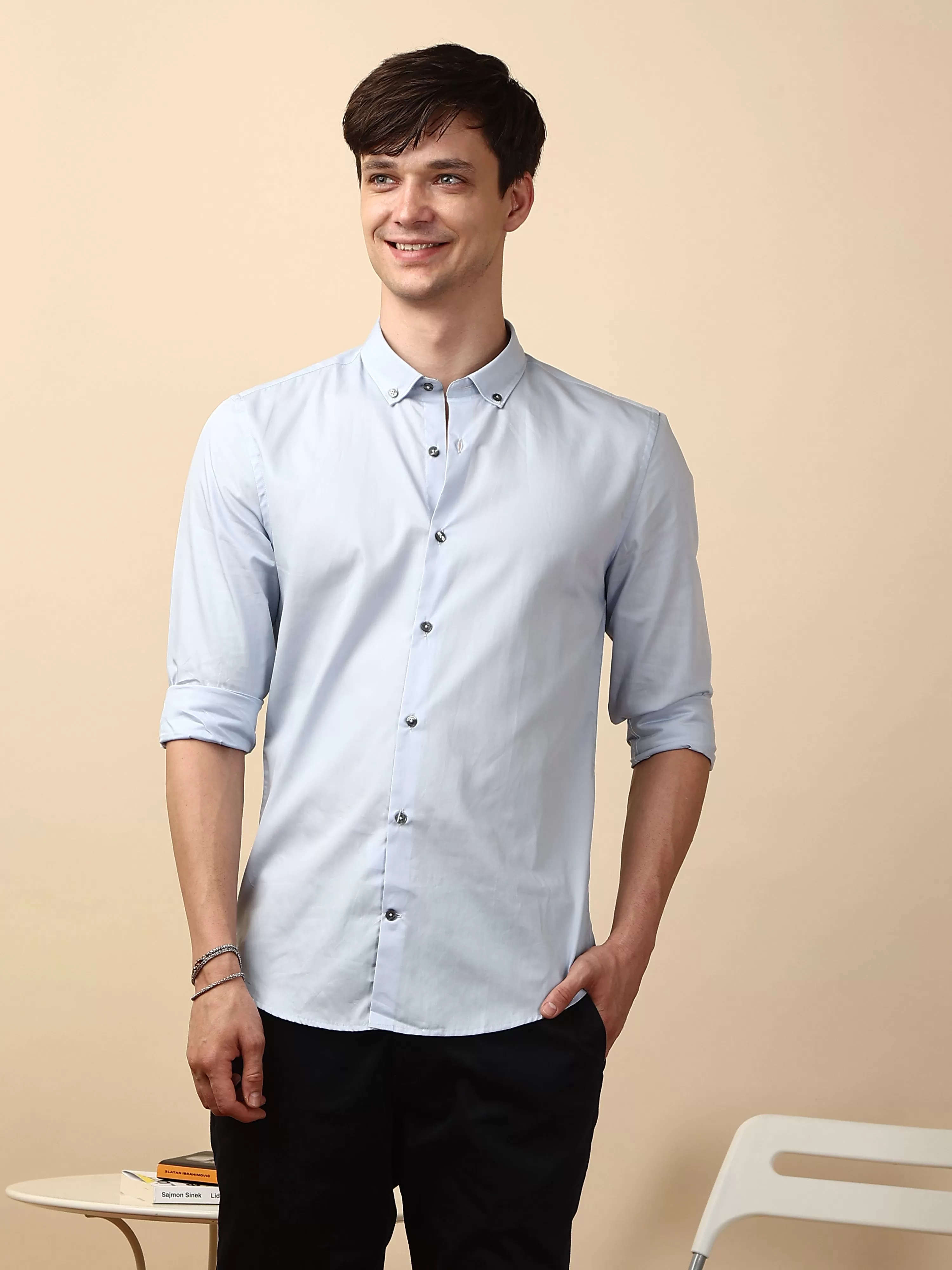 Snow Blue Semi casual full sleeve shirt