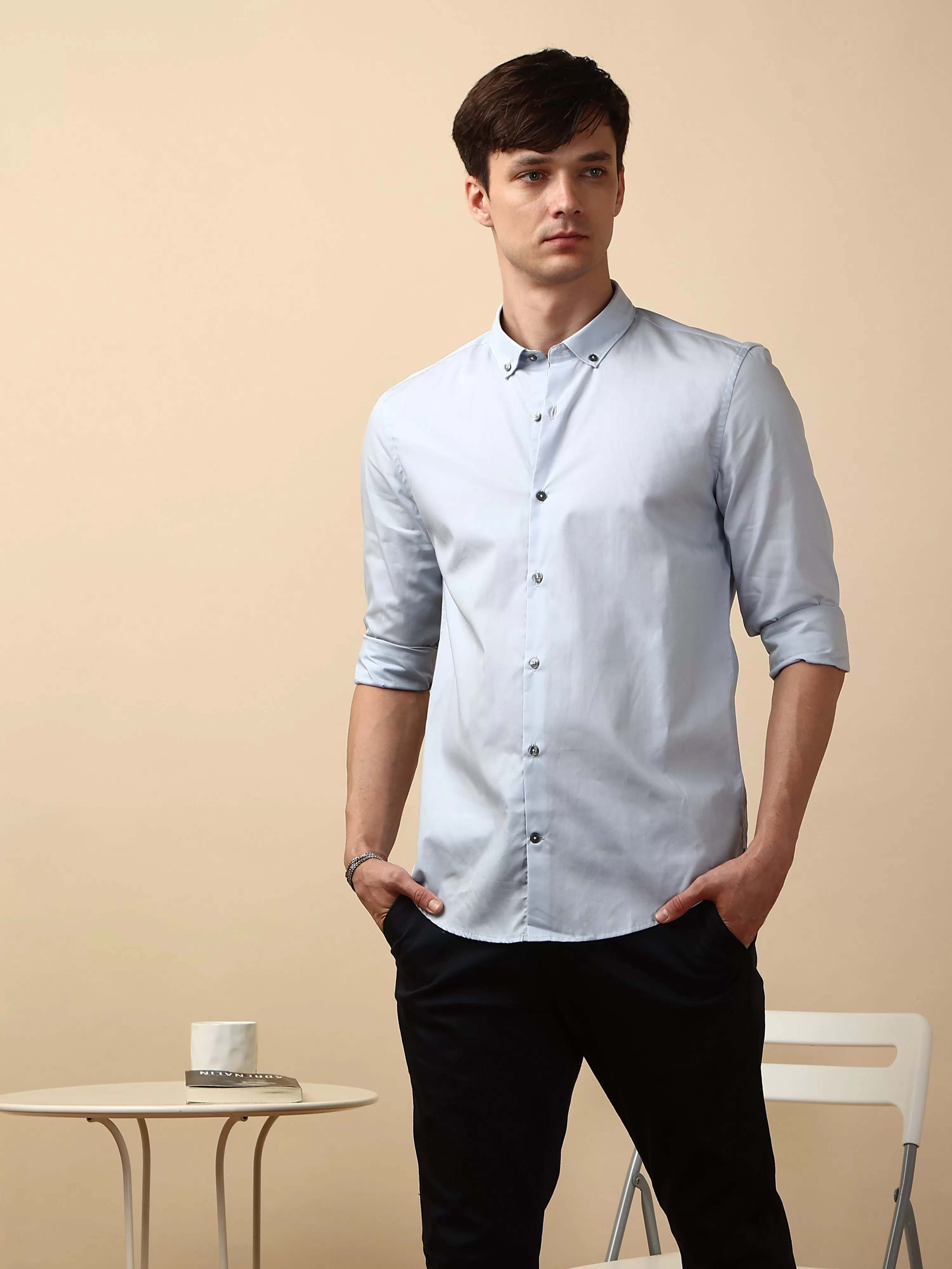 Snow Blue Semi casual full sleeve shirt