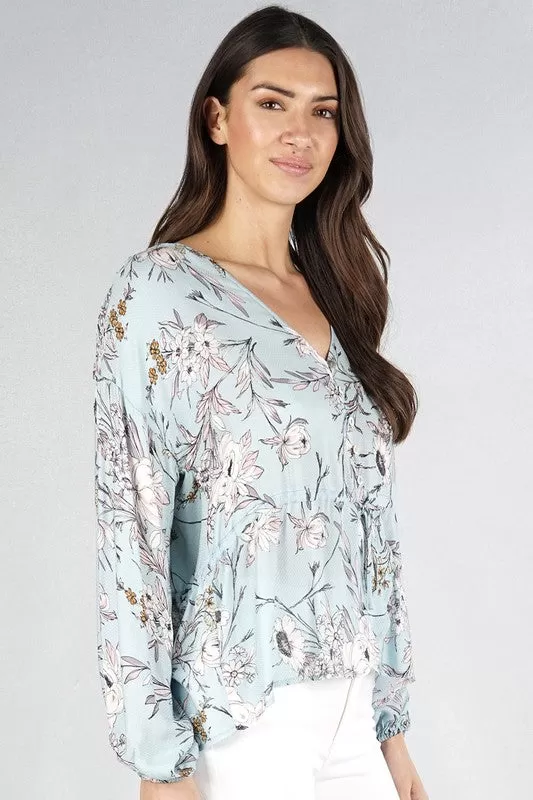 Soft Flowers Across The World Floral Blouse - Final Sale