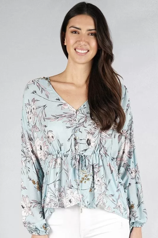 Soft Flowers Across The World Floral Blouse - Final Sale