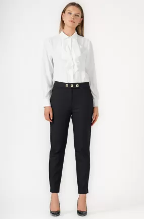 Straight Leg Pant with Embossed Square Buckle