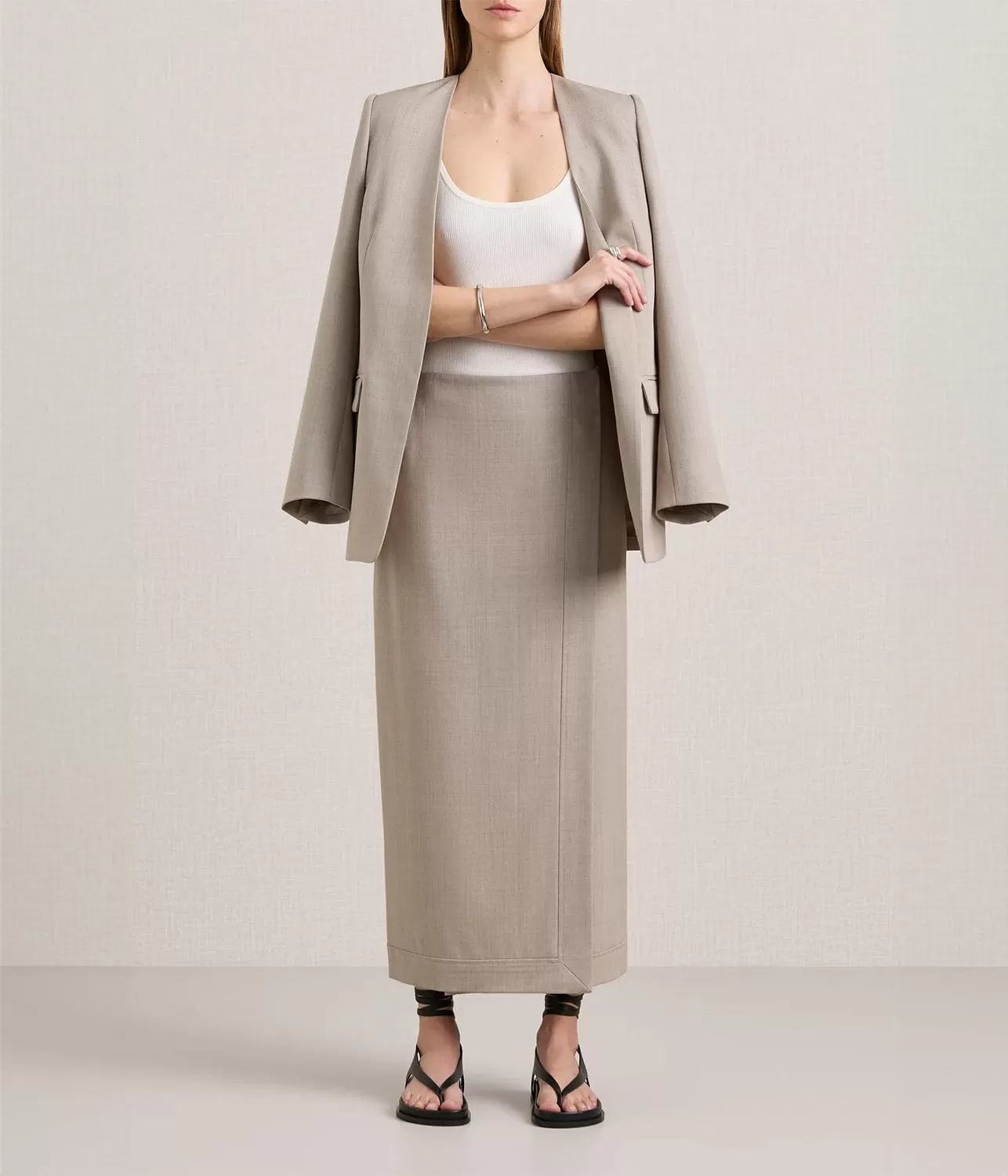 THE JOAN WRAP SKIRT- ALMOND