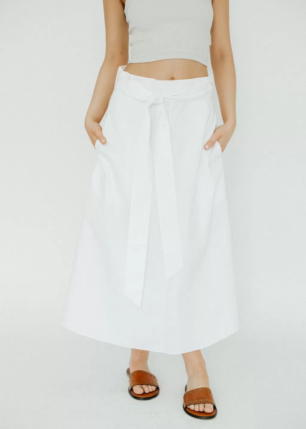 Tibi Eco Poplin Back Wrap Skirt