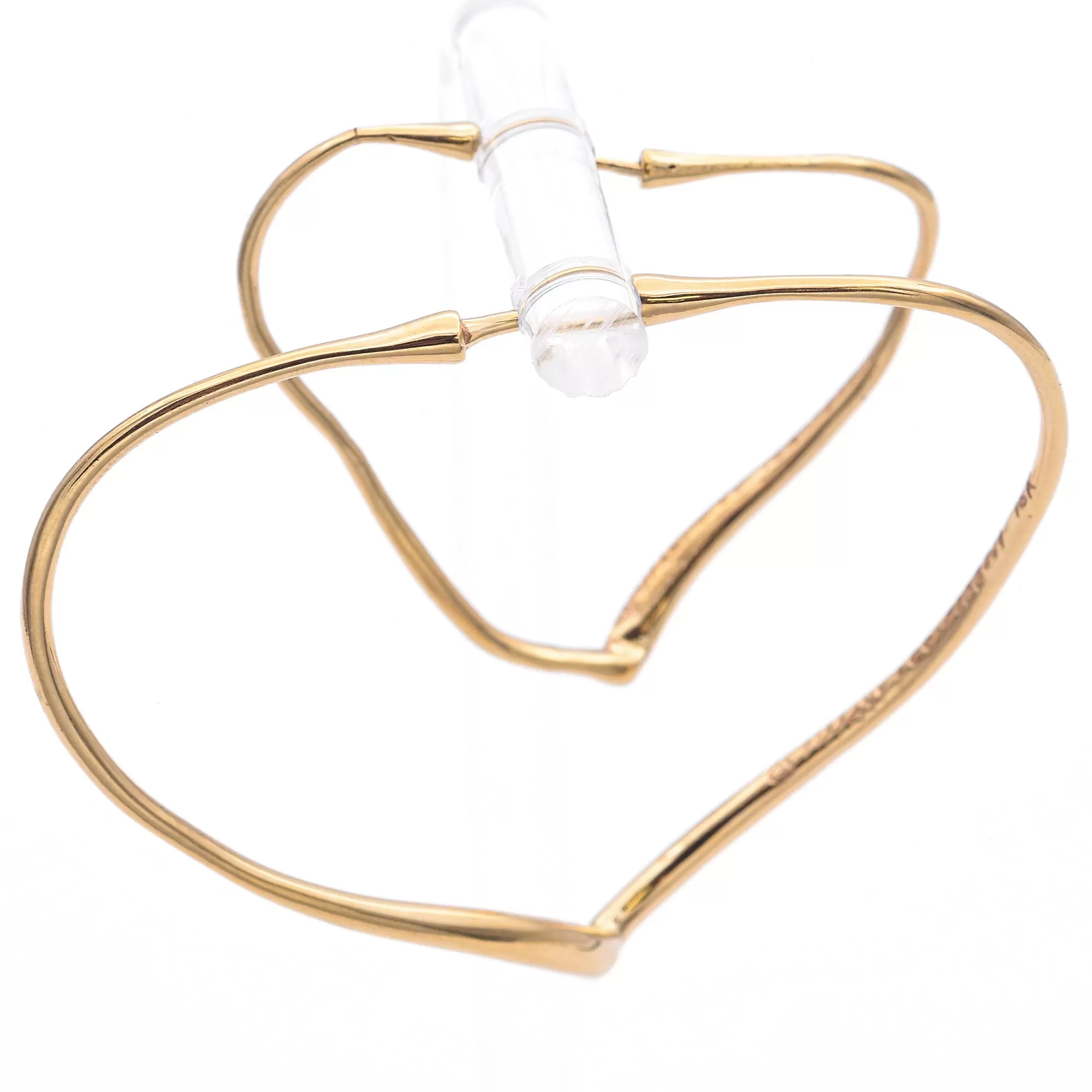 Tiffany & Co. 18K Gold Elsa Peretti Large Small Open Heart Hoop Earrings  Pouch