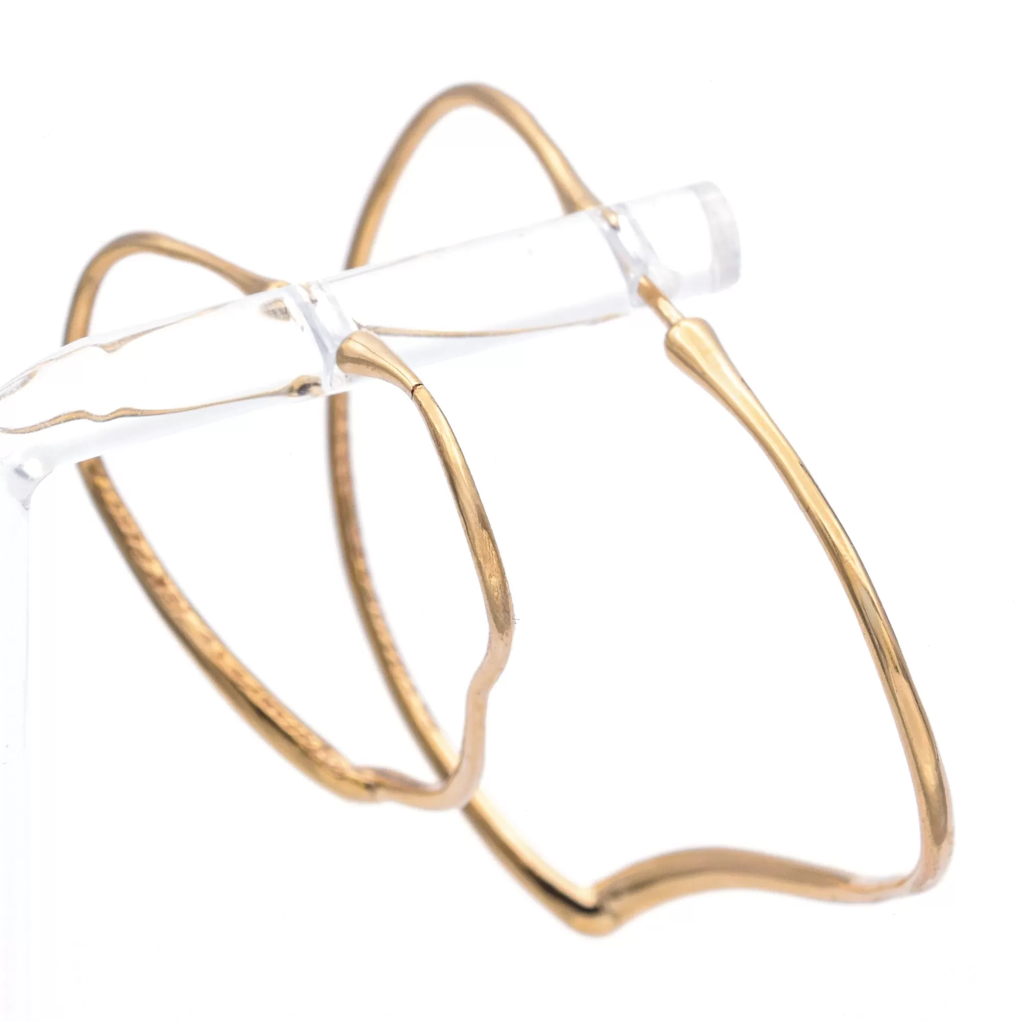 Tiffany & Co. 18K Gold Elsa Peretti Large Small Open Heart Hoop Earrings  Pouch