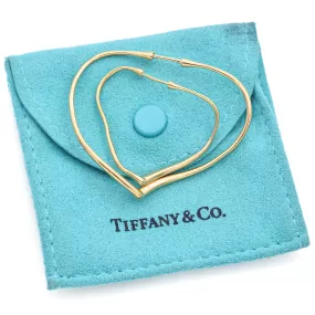 Tiffany & Co. 18K Gold Elsa Peretti Large Small Open Heart Hoop Earrings  Pouch