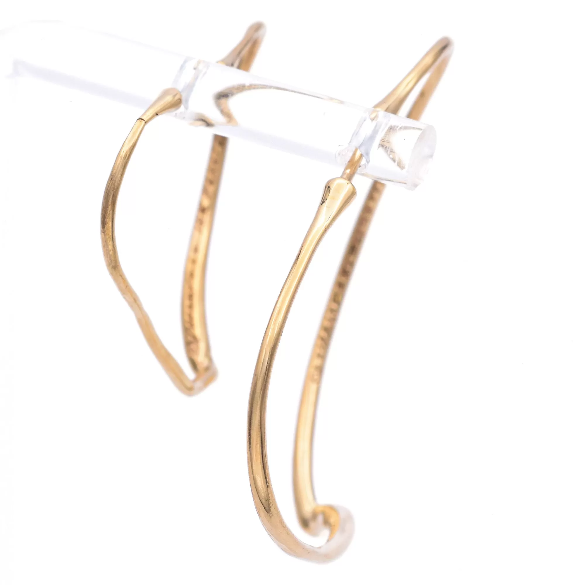 Tiffany & Co. 18K Gold Elsa Peretti Large Small Open Heart Hoop Earrings  Pouch