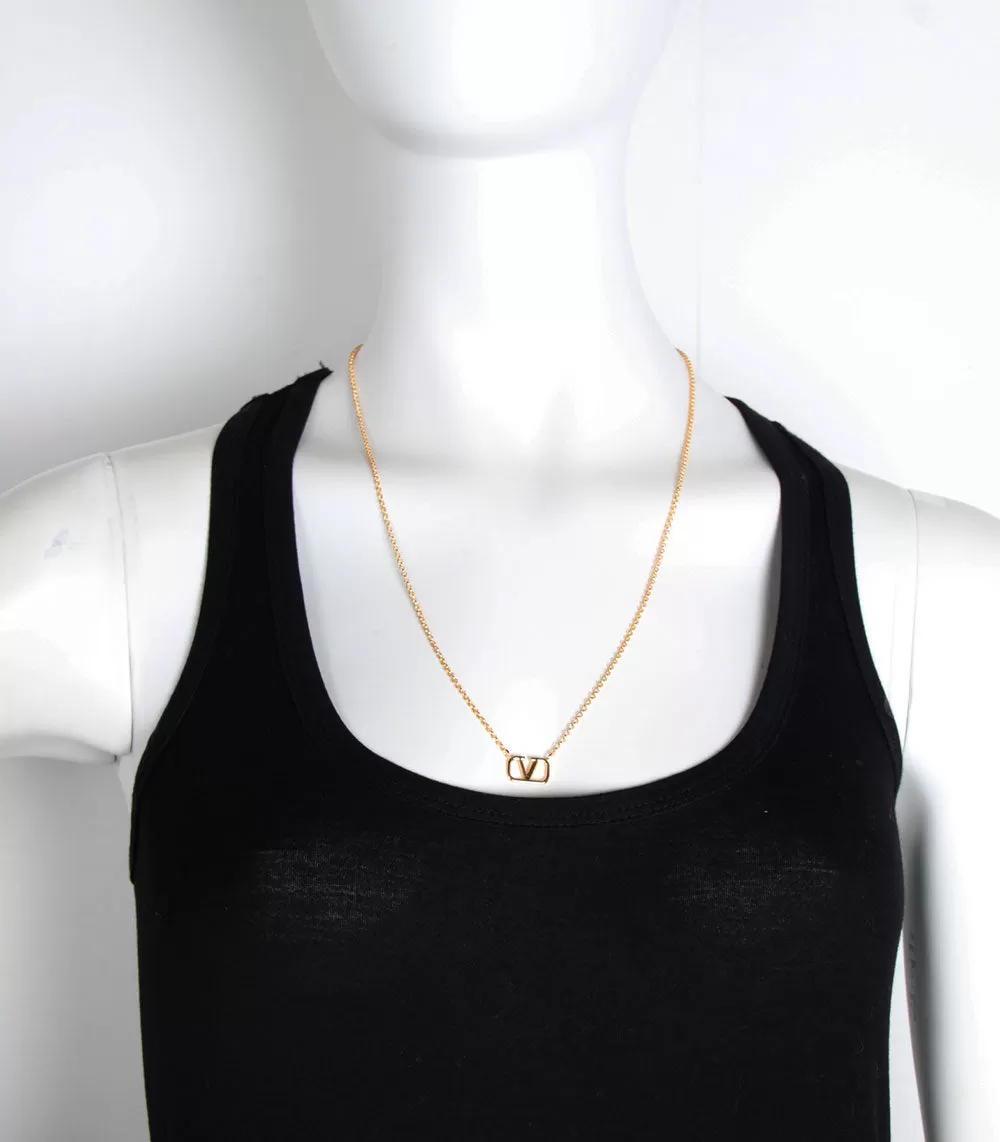 VLogo Signature Metal Necklace, Gold