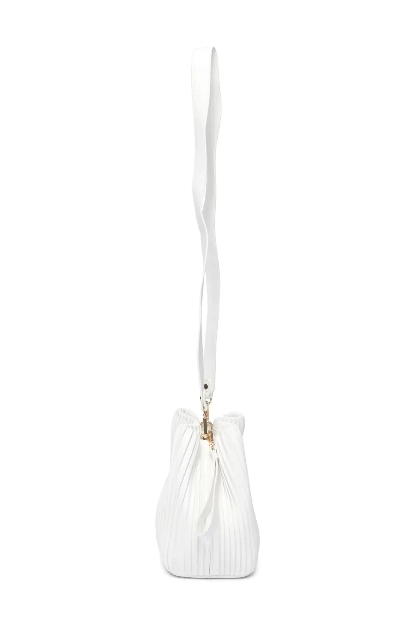 White Pleated Bucket Bag