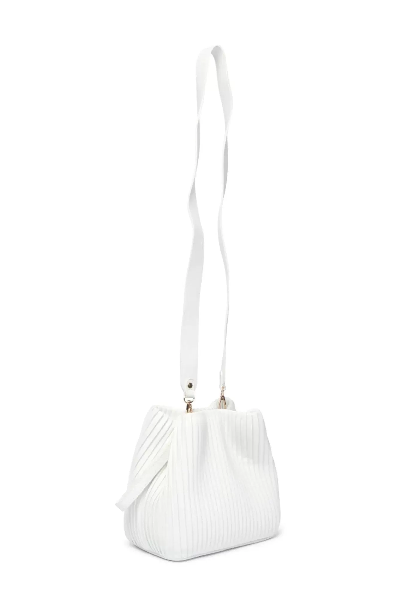 White Pleated Bucket Bag