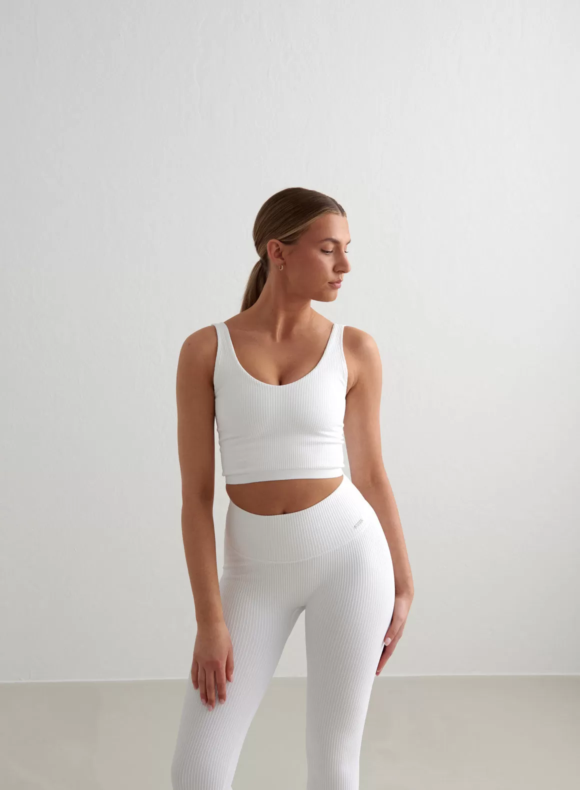 White Ribbed Seamless Bralette