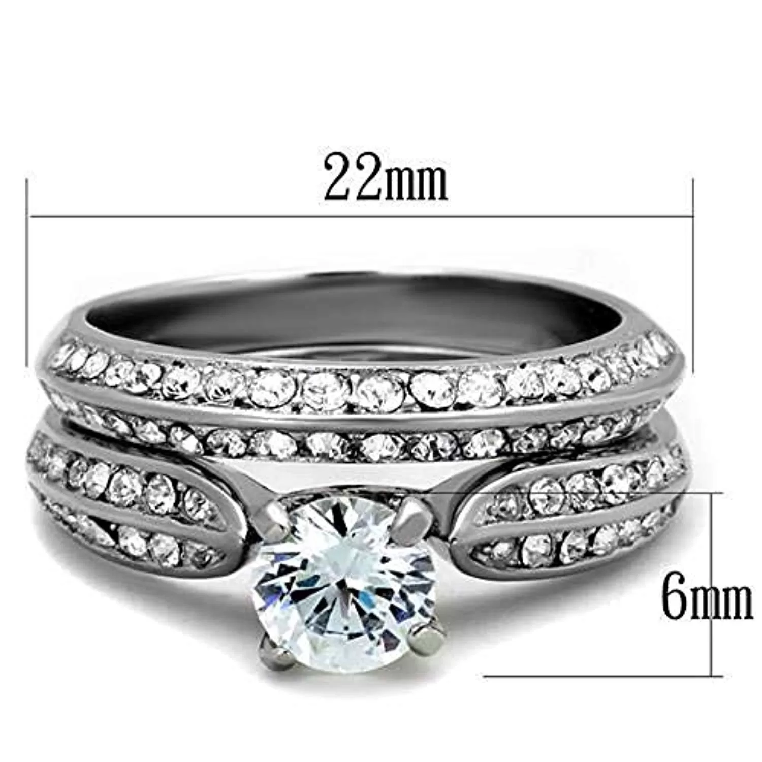 WildKlass Stainless Steel Ring High Polished (no Plating) Women AAA Grade CZ Clear