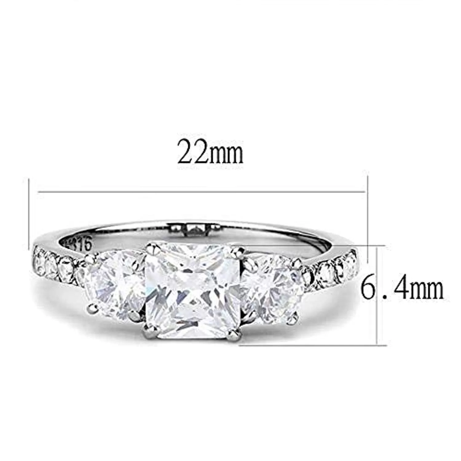 WildKlass Stainless Steel Ring High Polished Women AAA Grade CZ Clear