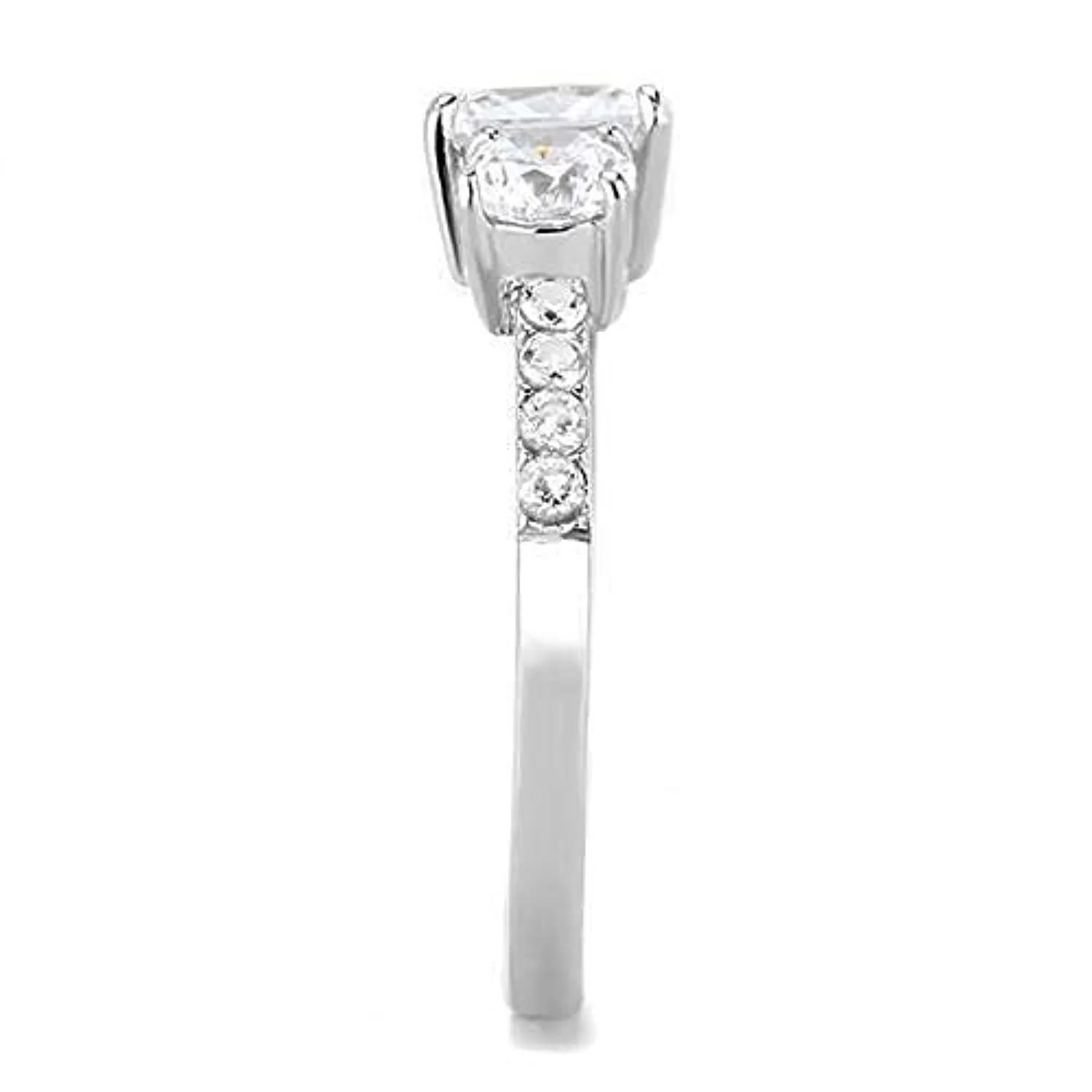 WildKlass Stainless Steel Ring High Polished Women AAA Grade CZ Clear