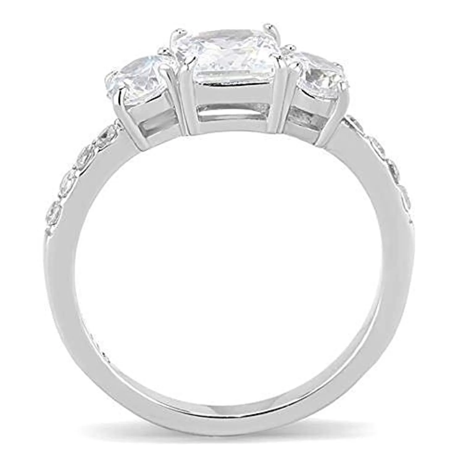 WildKlass Stainless Steel Ring High Polished Women AAA Grade CZ Clear