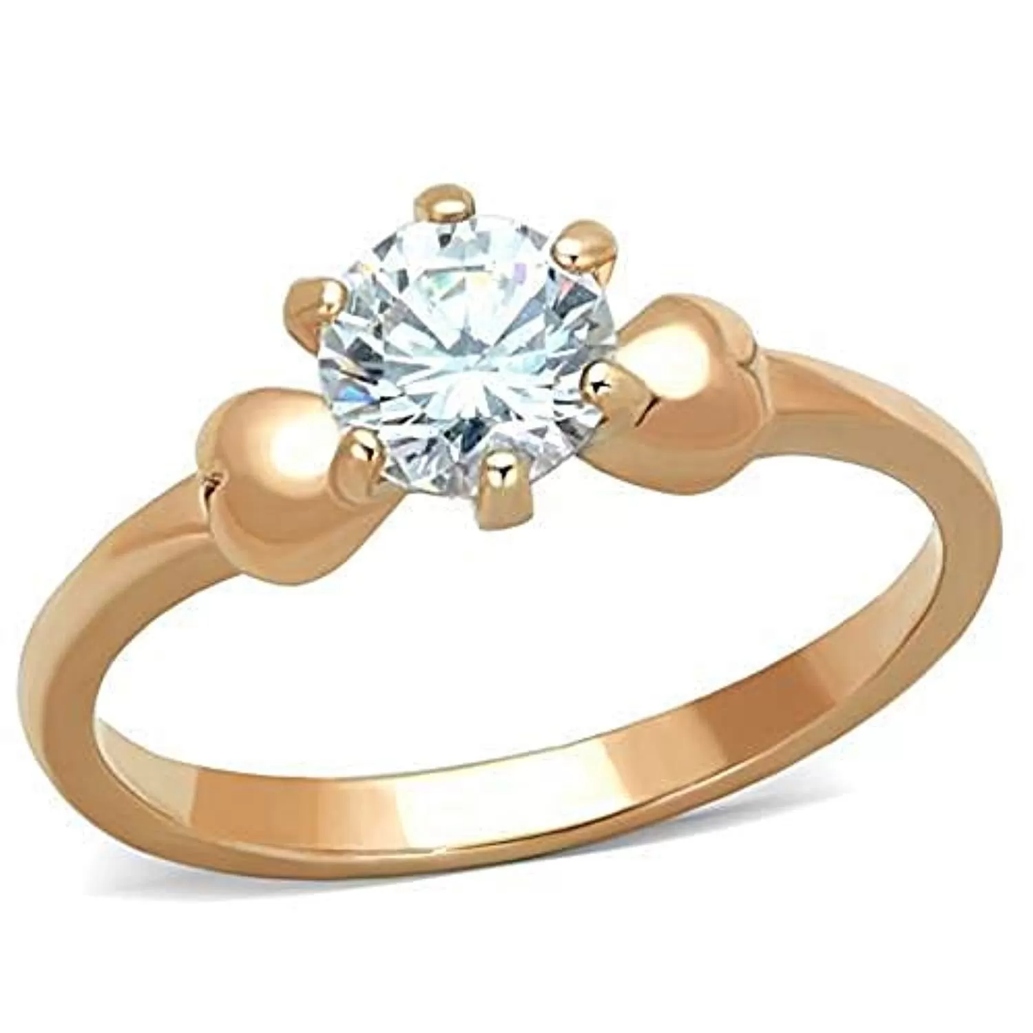 WildKlass Stainless Steel Ring IP Rose Gold Women AAA Grade CZ Clear